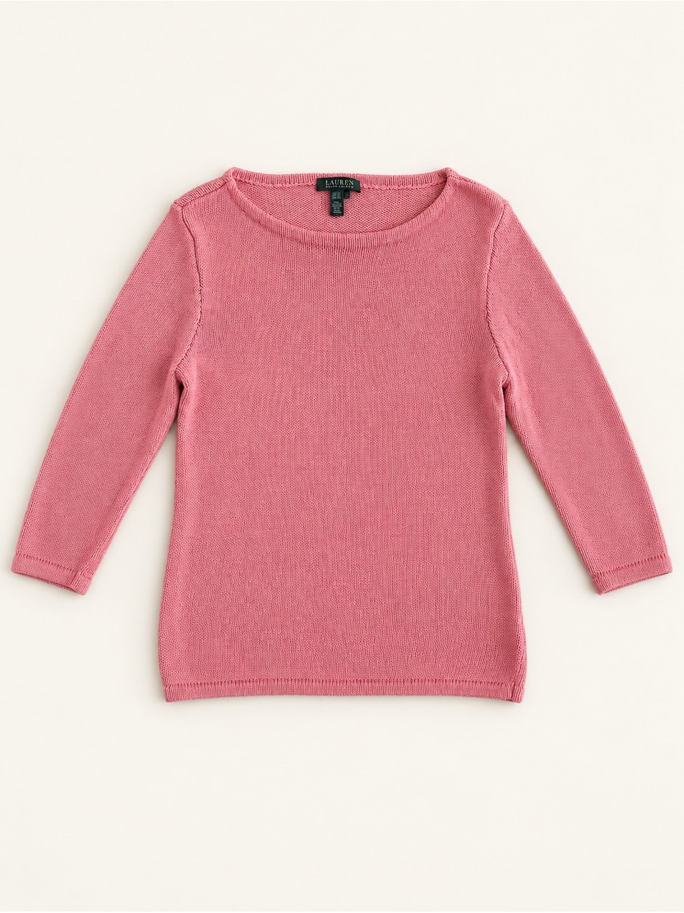 Vintage Lauren Ralph Lauren Coral Cotton Boatneck Sweater Coastal Preppy S